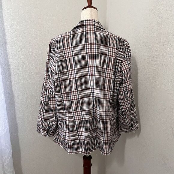 Talbots Blazer Jacket Womens 20W Petite Plus Plaid 1 Button Office Boyfriend - Picture 2 of 8